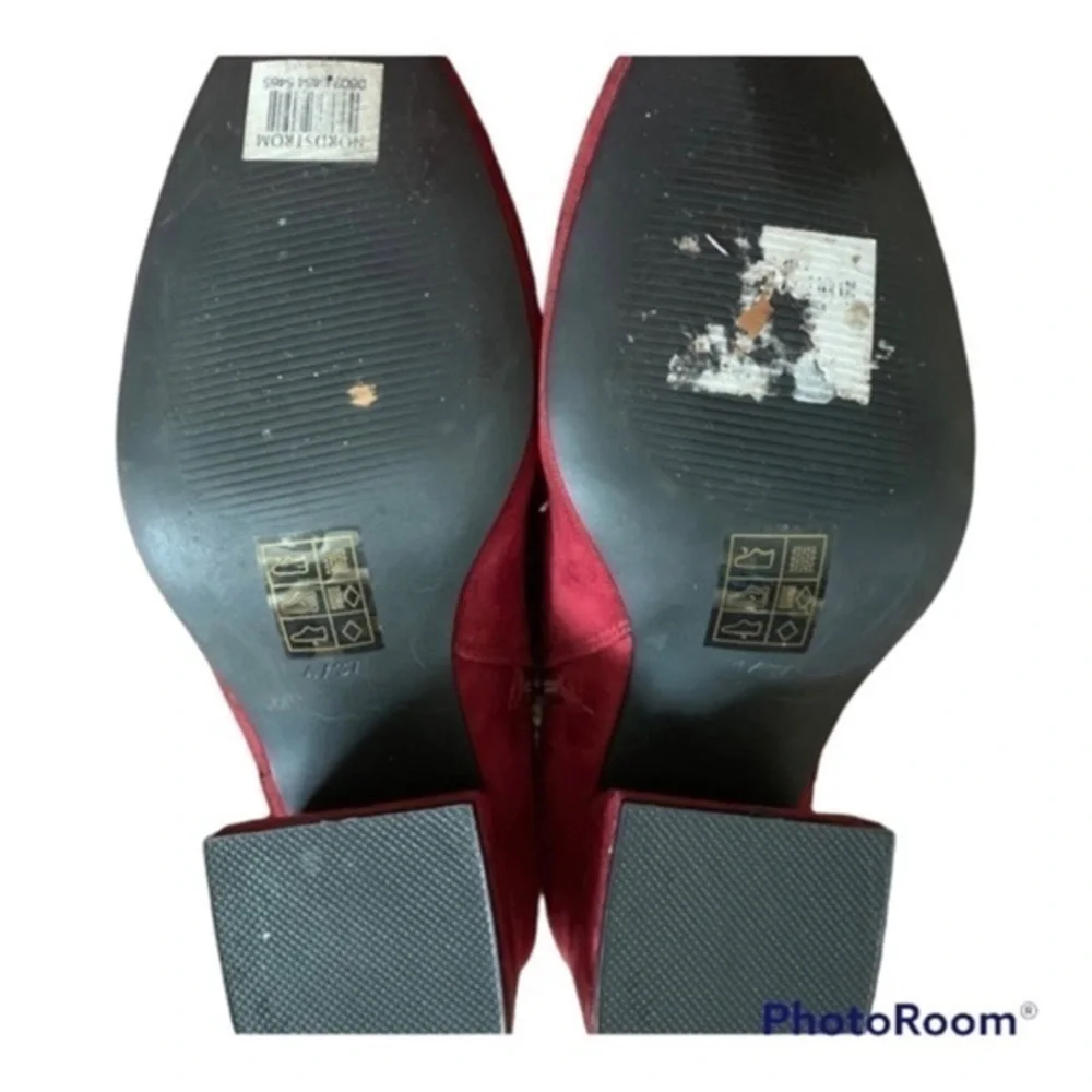 Bootie Boots Topshop Women vibrant Suede RED Size 37 or 6.5